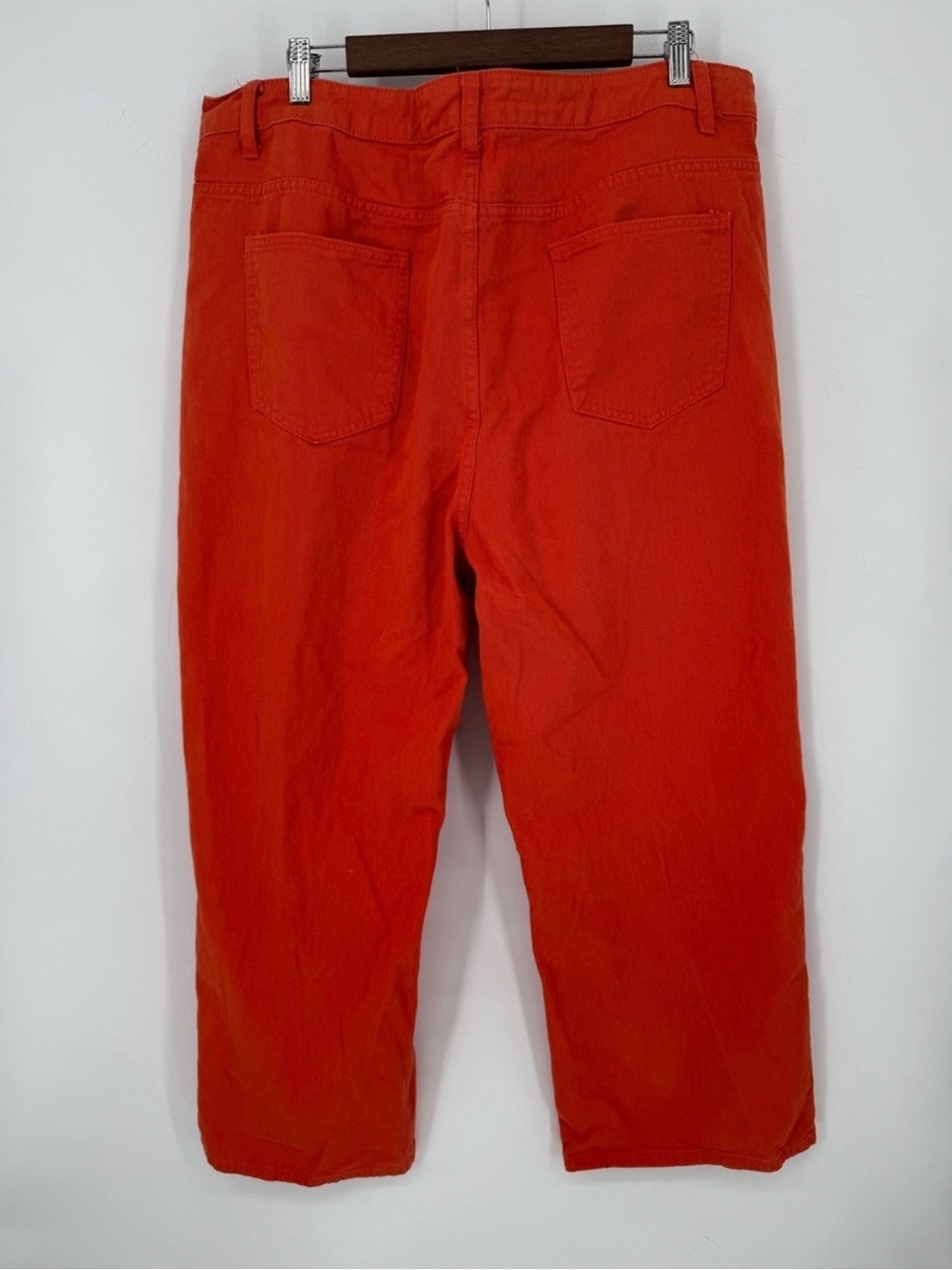 Women's Bright Orange High-Waist Straight Leg Denim Pants Size 3X 100% Cotton